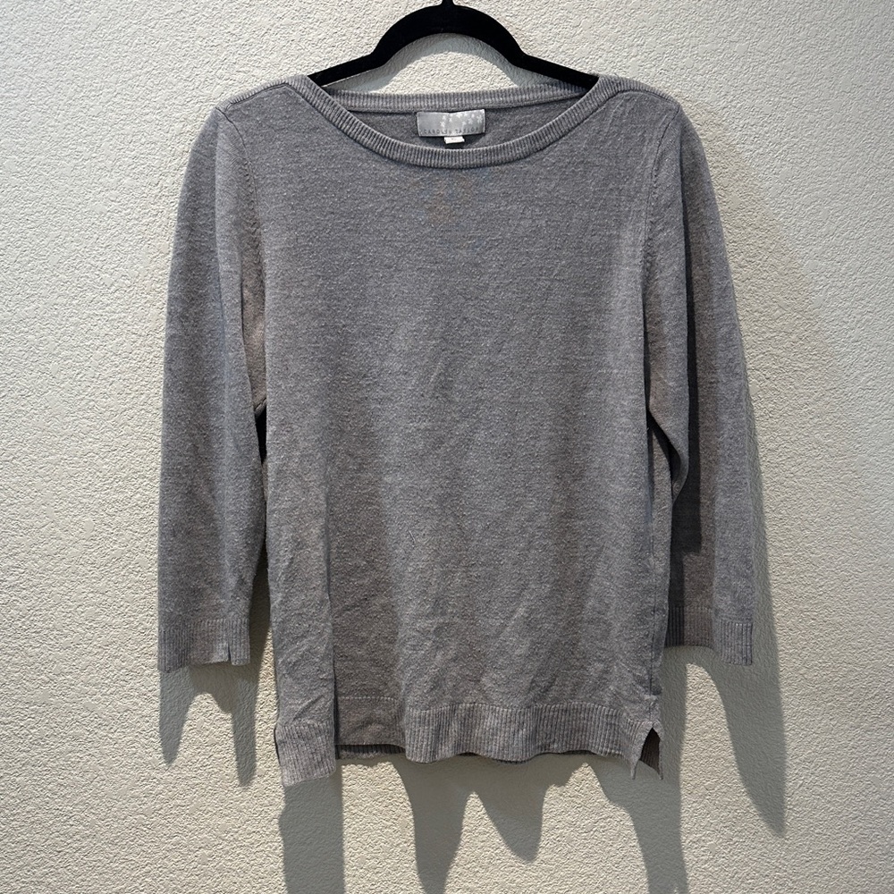 Carolyn Taylor Light Gray Boatneck Pullover Sweater Size XL